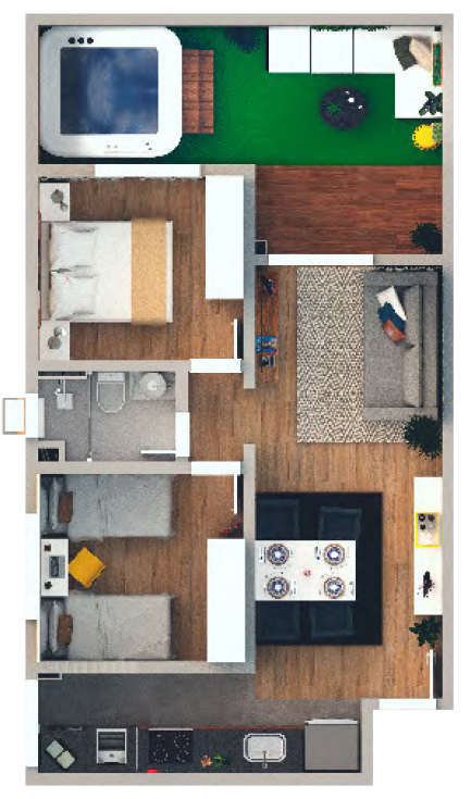 Planta Apartamento Garden 76m²